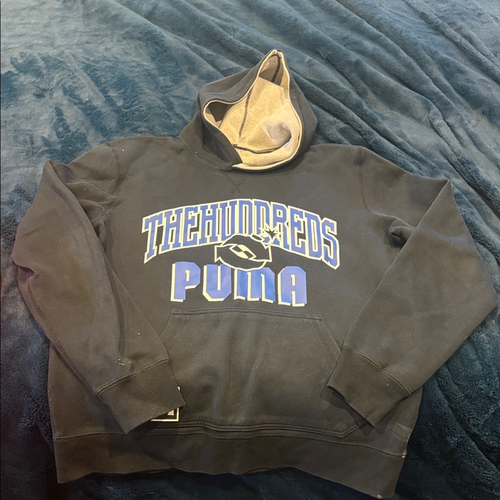 Puma “ The Hundreds” Black Hoodie with Blue and White Logo- reversible